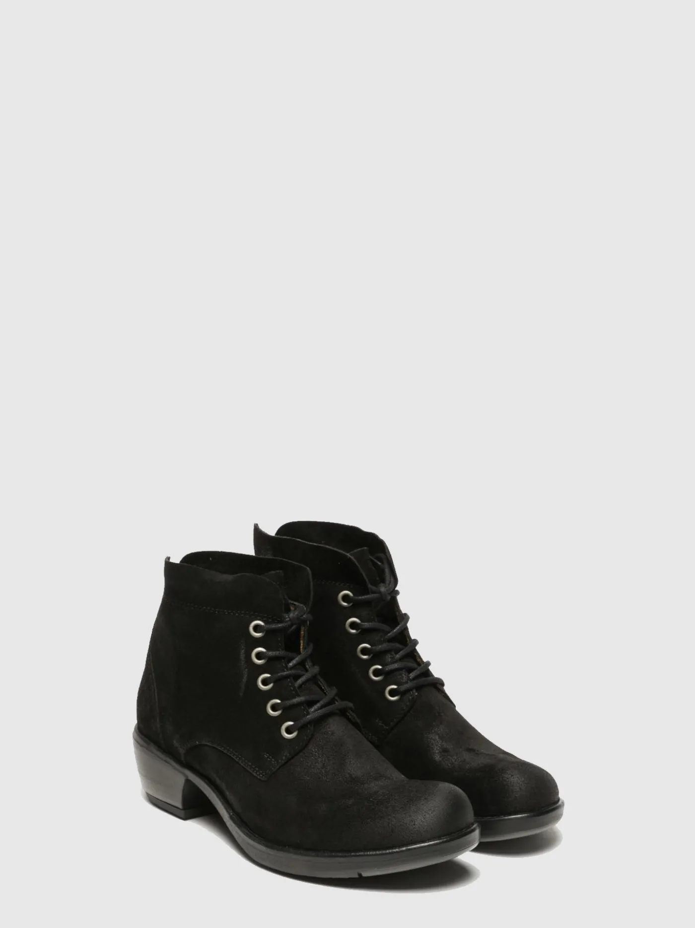 Fashion Botins com Atacadores em Preto MULHER Botins