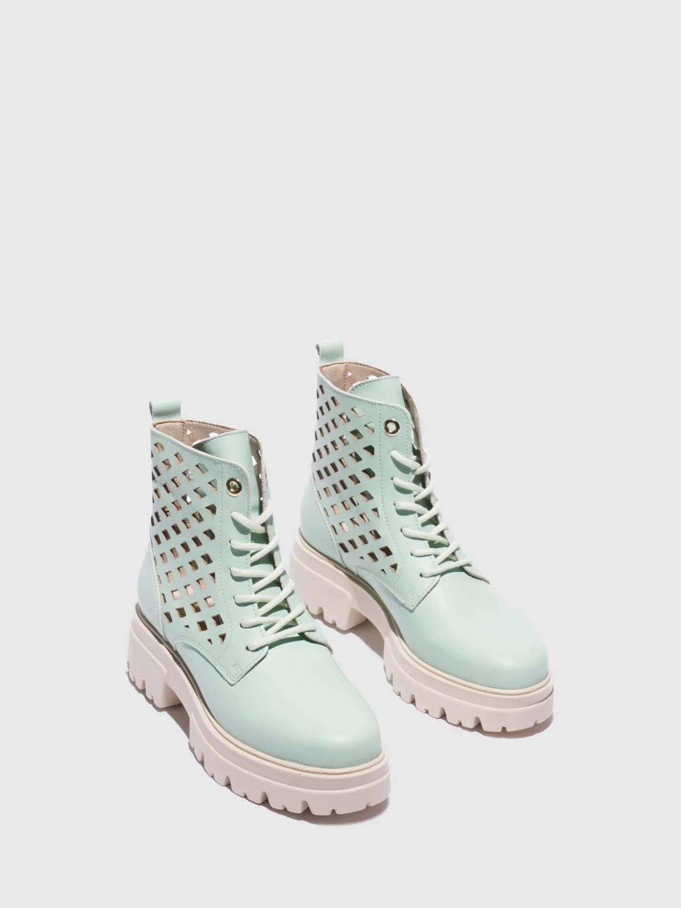 Fashion Botins com Atacadores em Verde MULHER Botins