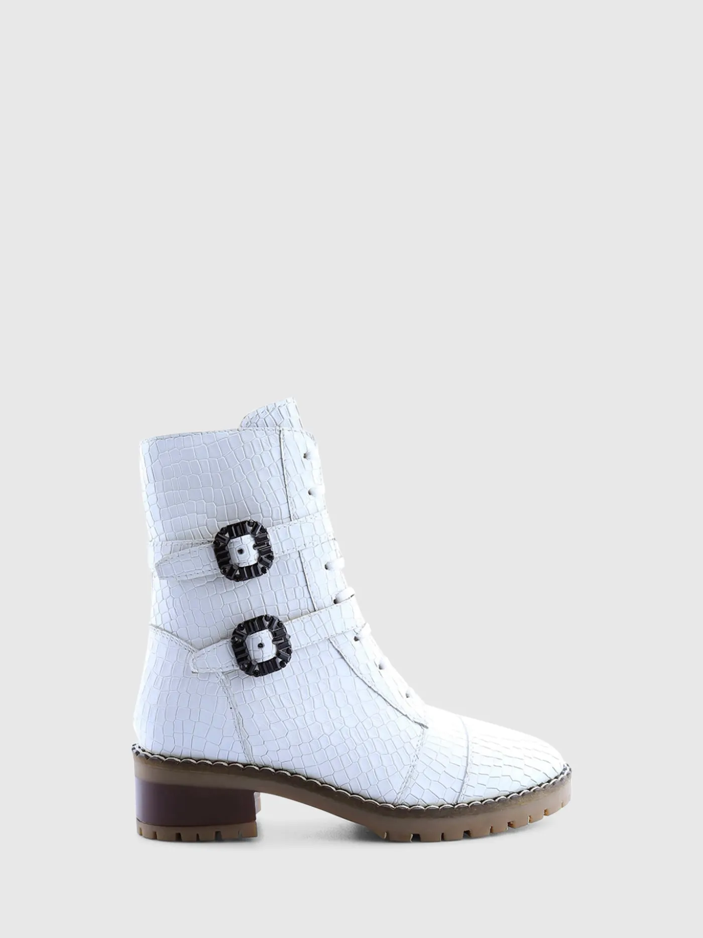 Shop Botins com Fivela em Branco MULHER Botins