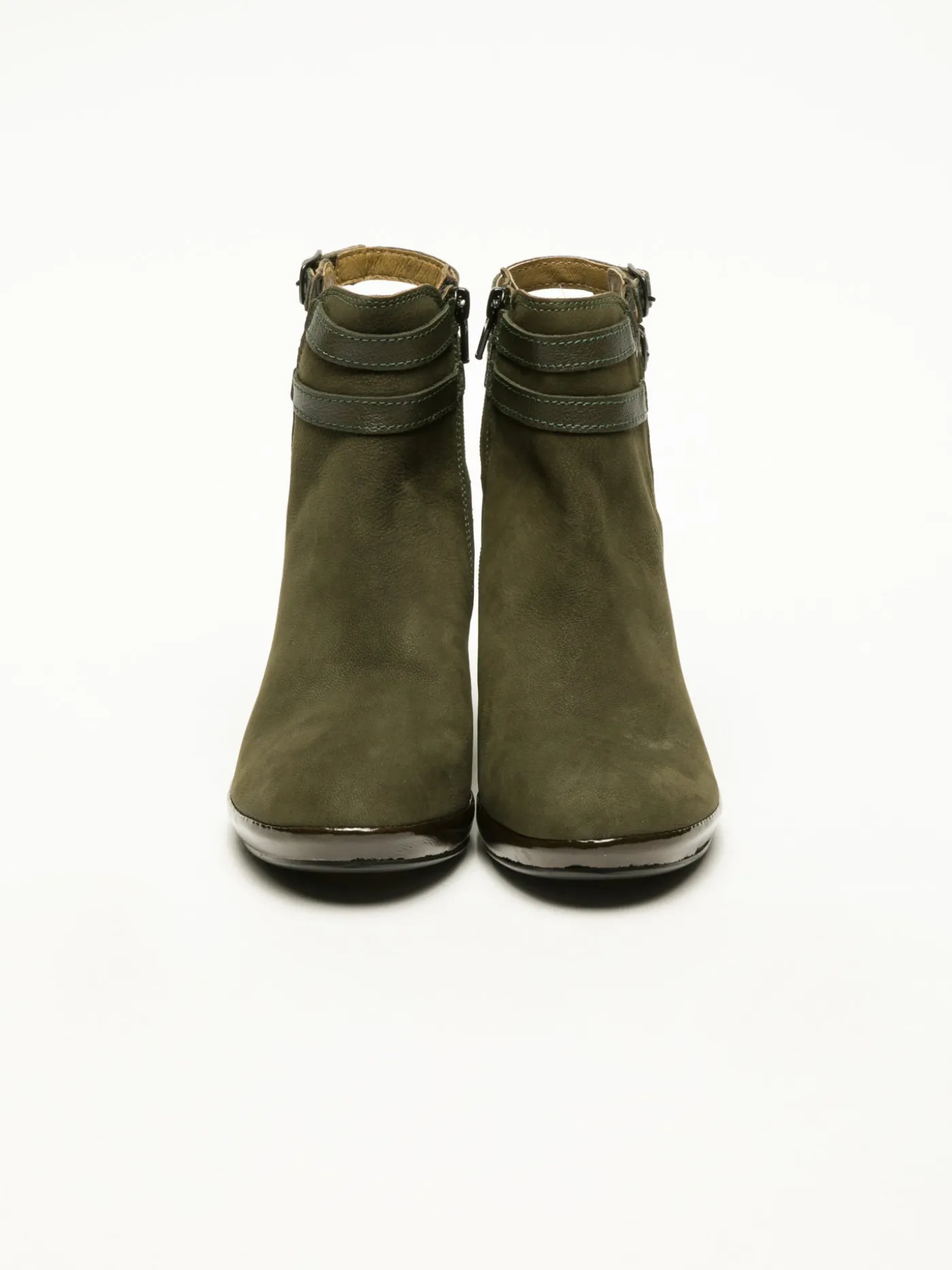 Fashion Botins com Fivela em Verde Escuro MULHER Botins