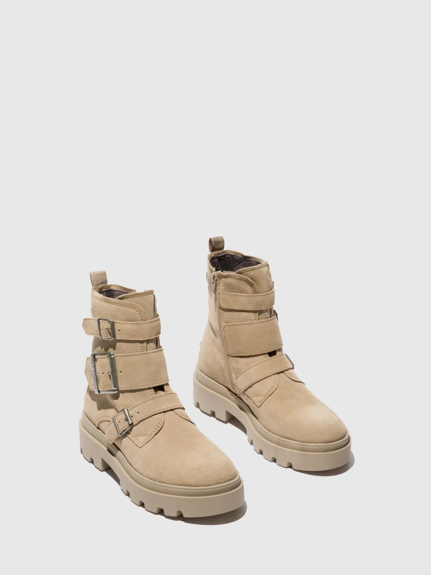 New Botins com Fivela JEDA817FLY SUEDE CREME MULHER Botins