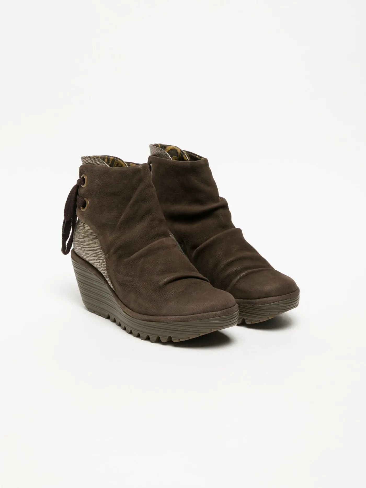 Outlet Botins de Cunha em Bronze MULHER Botins