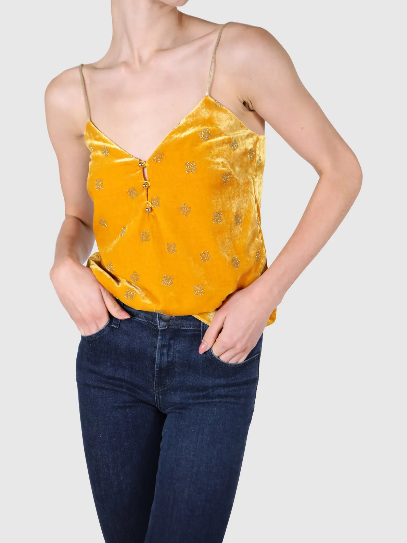 Discount Top Veludo Amarelo MULHER Vestuário