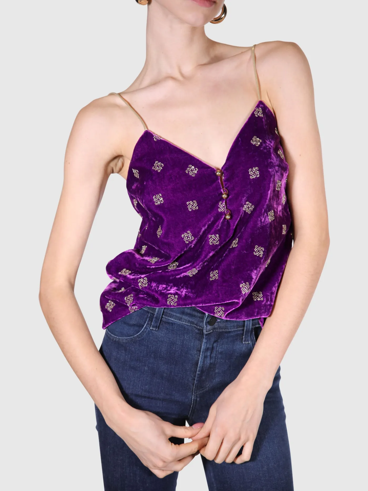 Clearance Top Veludo Roxo MULHER Vestuário